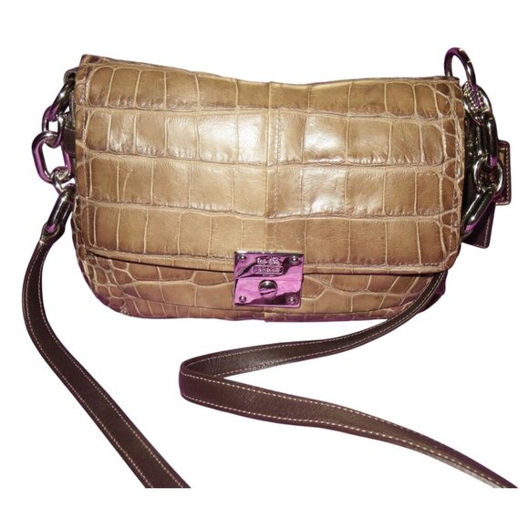Coach 2011 Chelsea Brown Croc Embossed Leather crossbody satchel large hangtags - Picture 3 of 14